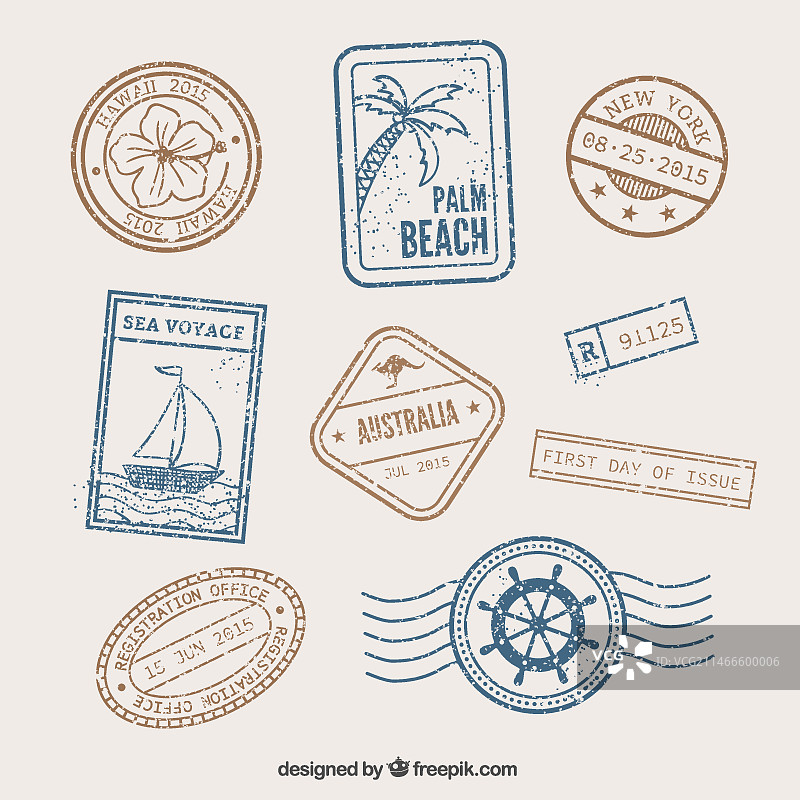 复古海洋邮票图片素材