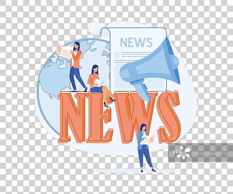 人们坐在新闻标志旁阅读图片素材