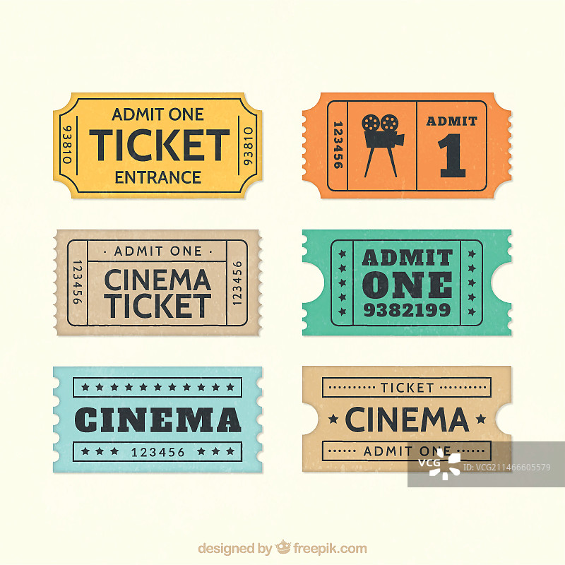 复古电影票图片素材