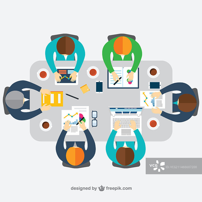 商务会议顶视图图片素材