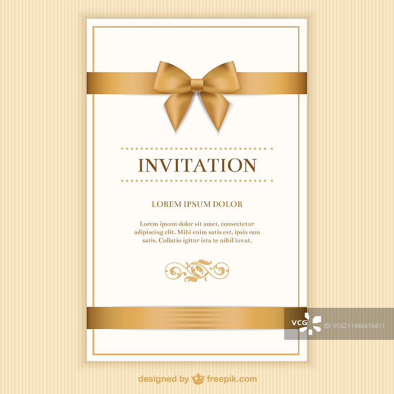 带丝带的复古邀请卡图片素材