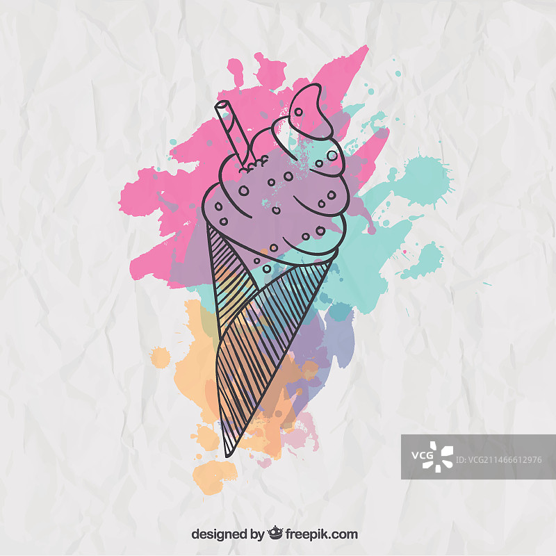 水彩冰淇淋图片素材