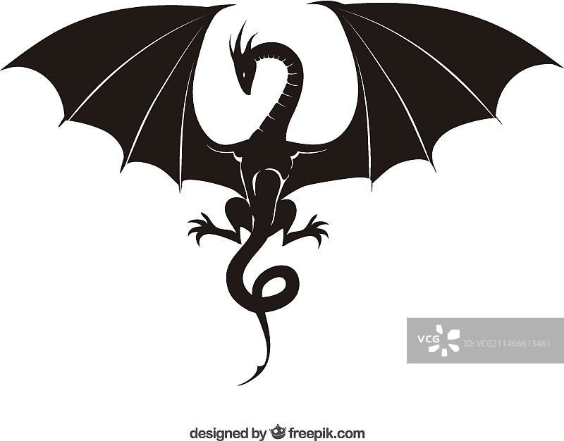 龙剪影图片素材