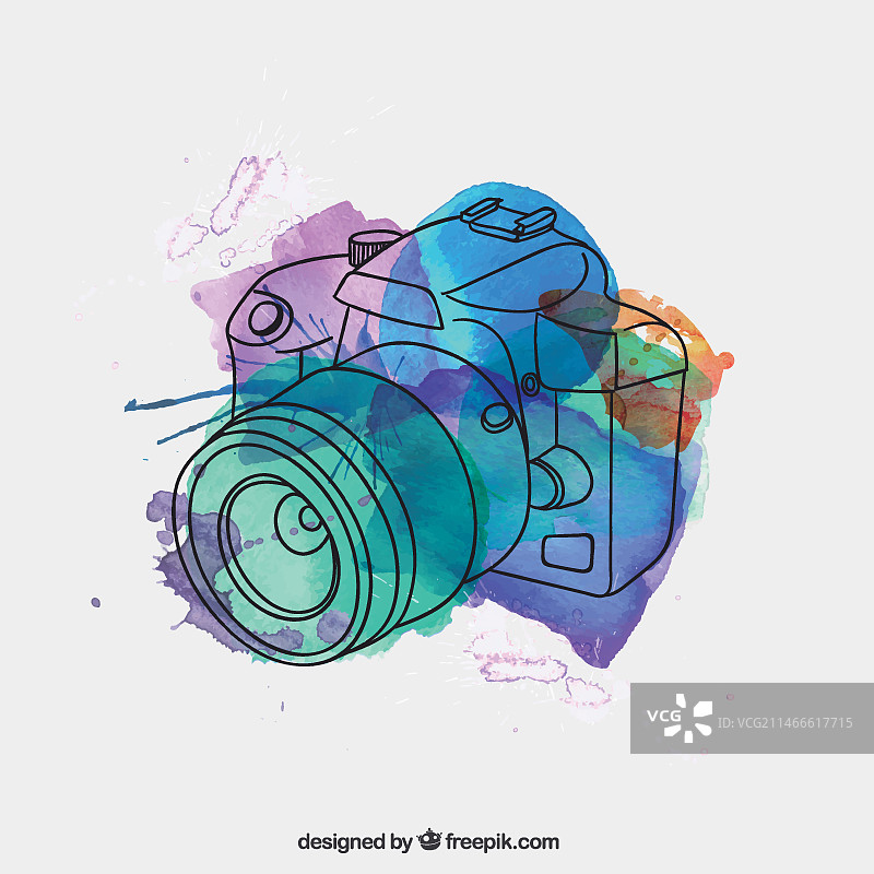 水彩相机图片素材