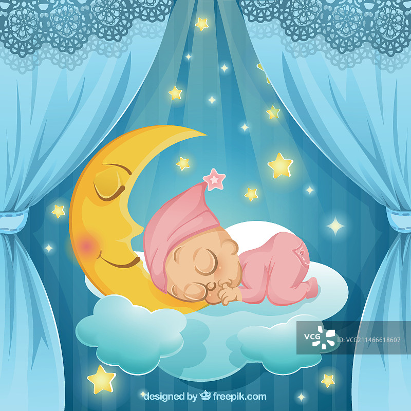 睡着的婴儿插图图片素材