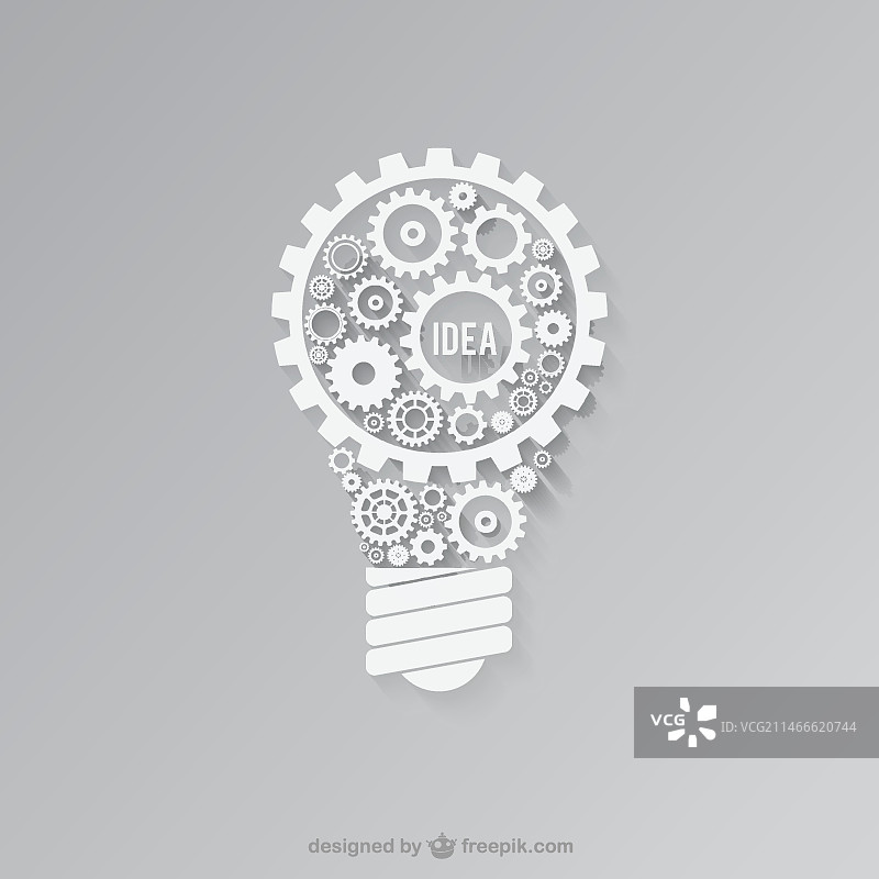 由齿轮制成的白色灯泡图片素材