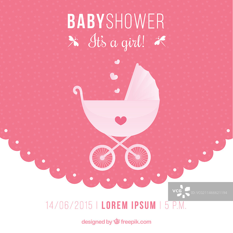 带有婴儿车的迎婴派对邀请函图片素材