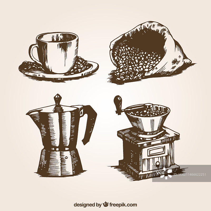 复古咖啡插画图片素材