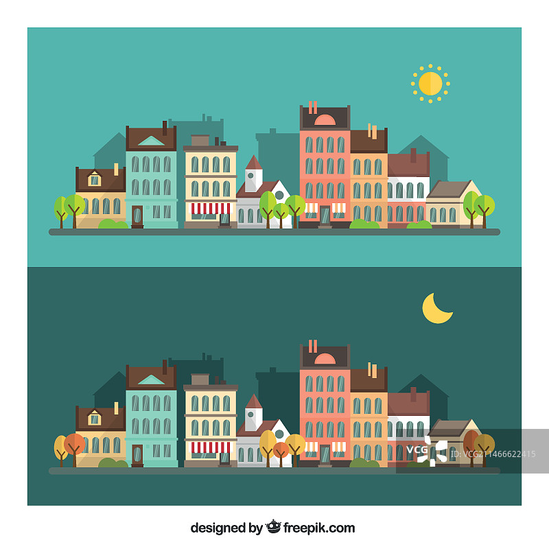 城市昼夜景观图片素材