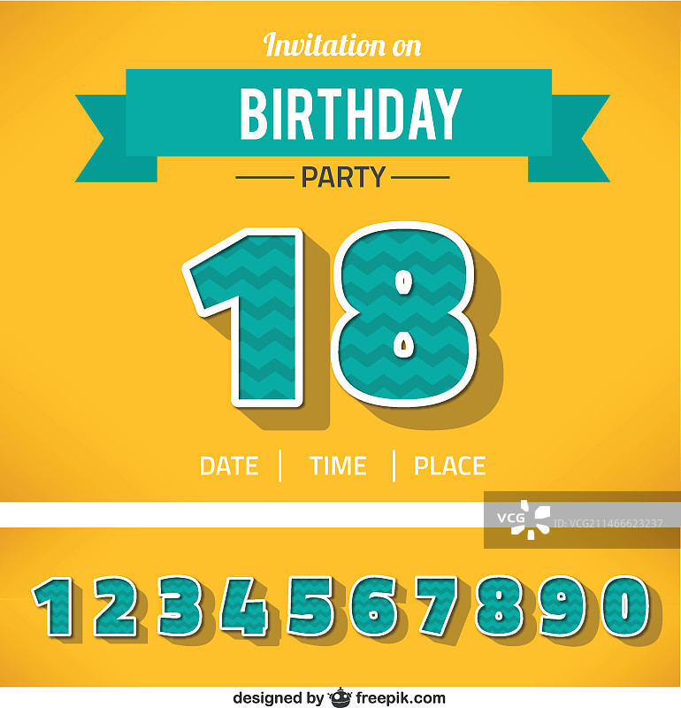数字生日邀请函图片素材