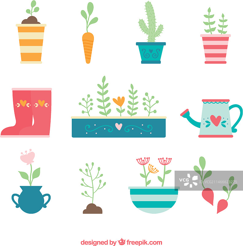 可爱的园艺元素图片素材
