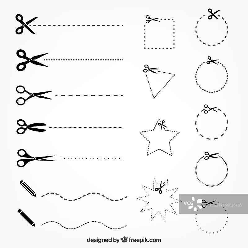 带切割线的剪刀图片素材