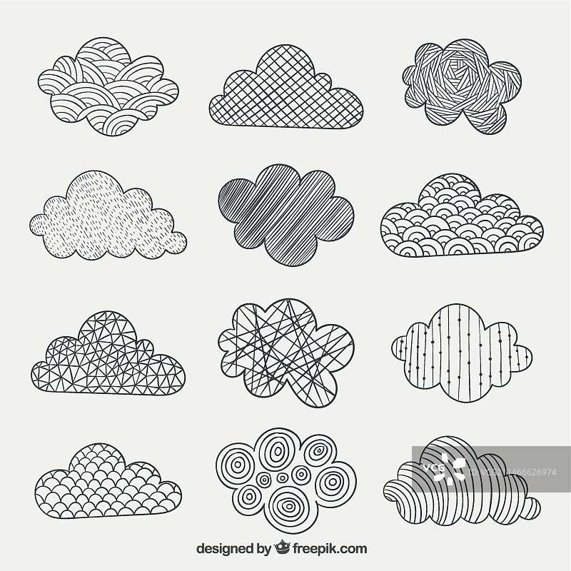 抽象风格的云朵速写图片素材