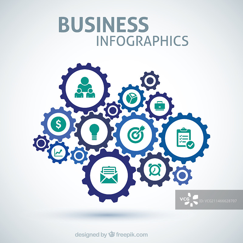 带有齿轮的商务信息图表图片素材