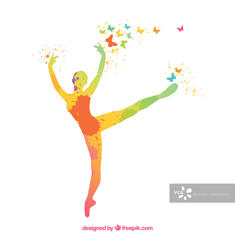 手绘芭蕾舞者剪影图片素材