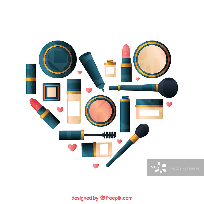 化妆品制成的心形图片素材