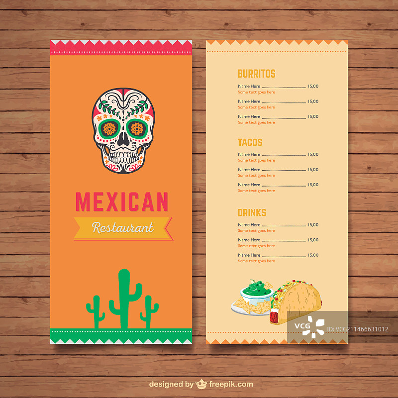 墨西哥餐厅菜单图片素材