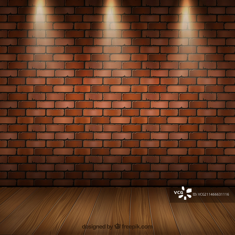 带有拼花地板和砖墙的室内设计图片素材