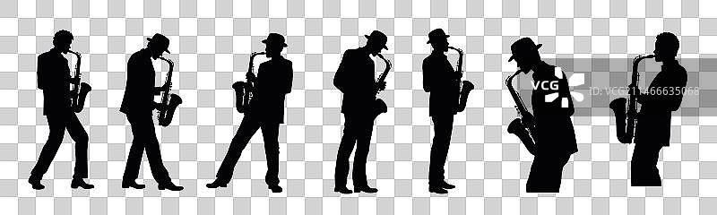 萨克斯剪影爵士音乐家图片素材