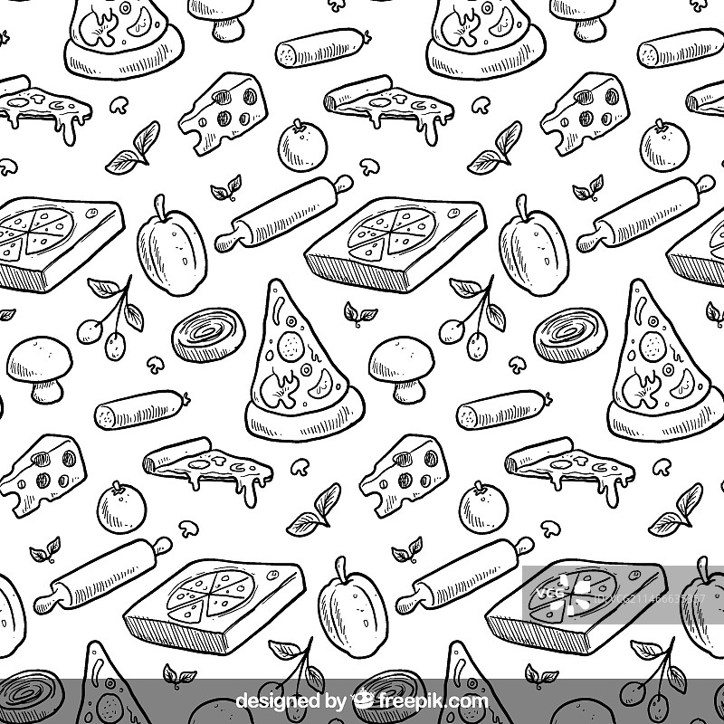 手绘披萨图案图片素材