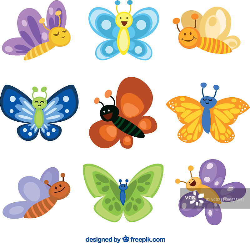 可爱的蝴蝶插画图片素材