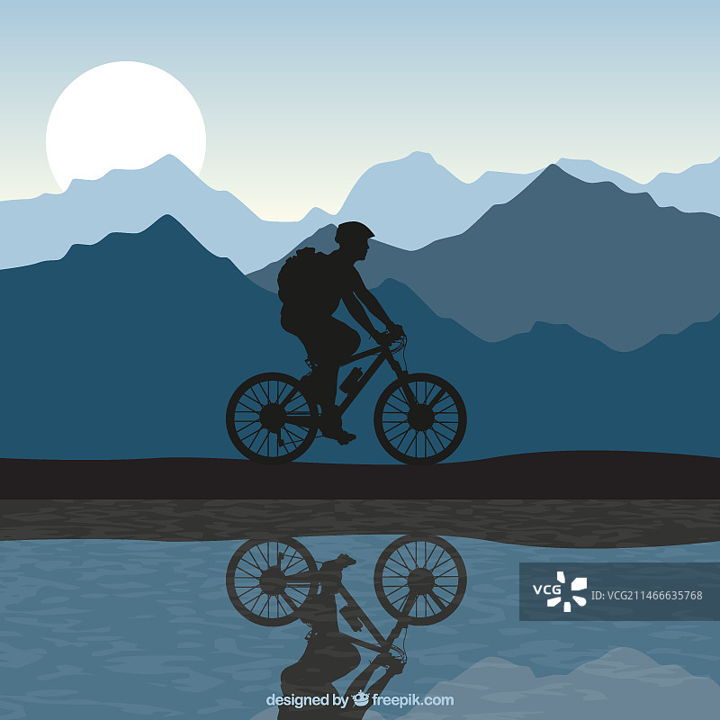 骑自行车的男人轮廓图片素材