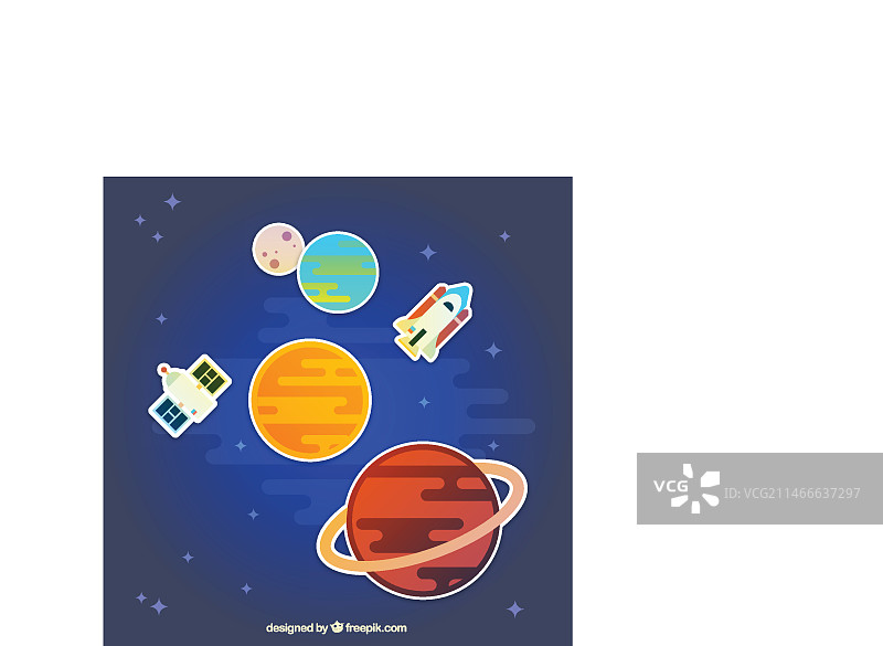 行星、火箭和卫星图片素材