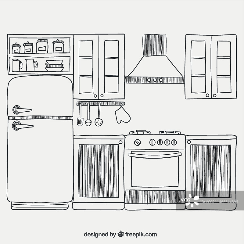 手绘厨房图片素材