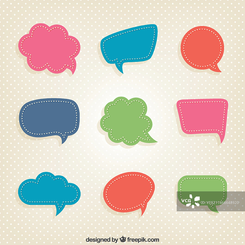 剪纸风格的彩色对话气泡图片素材