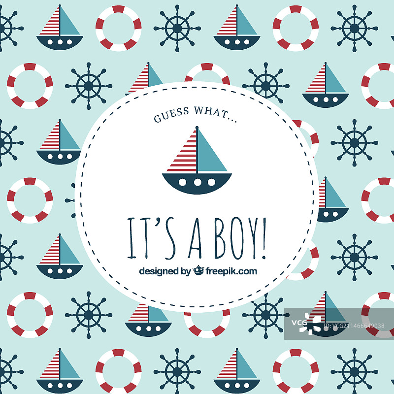 航海图案婴儿派对标签图片素材