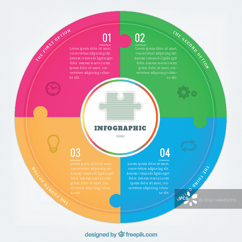 带拼图块的圆形信息图图片素材