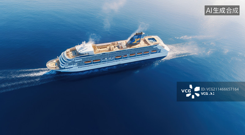 【AI数字艺术】航拍海上邮轮图片素材