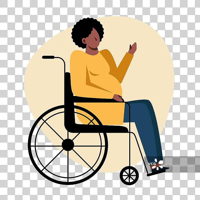 坐在轮椅上的怀孕黑人妇女图片素材