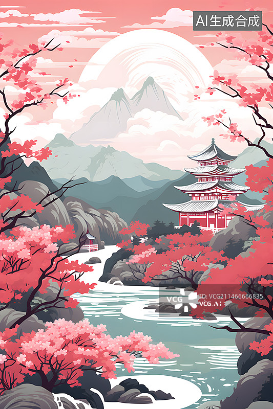 【AI数字艺术】古风唯美风格二次元动漫场景图片素材