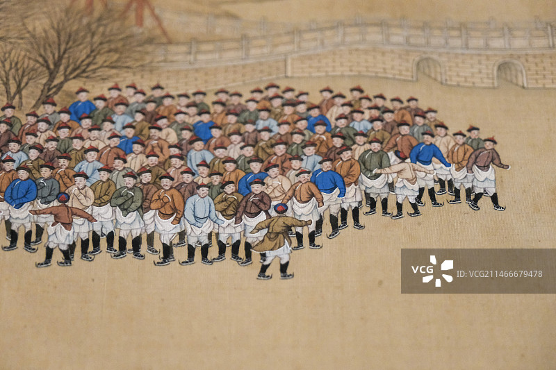 香港故宫文化博物馆清代宫廷人物画溜冰图冰嬉图图片素材