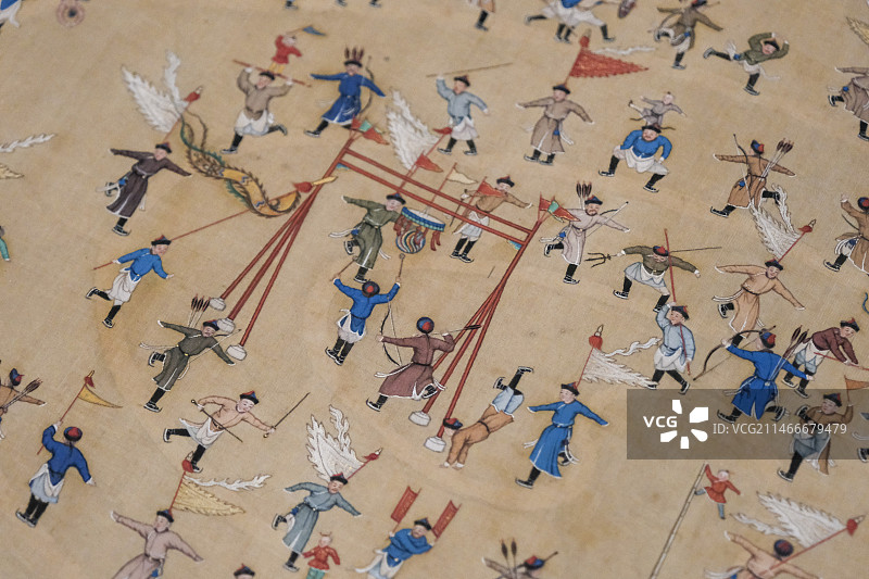 香港故宫文化博物馆清代宫廷人物画溜冰图冰嬉图图片素材