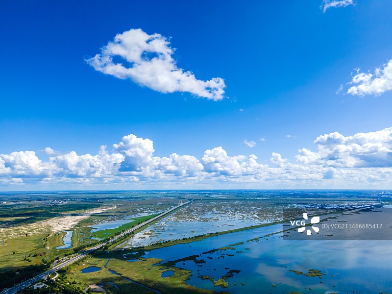 航拍黑龙江省大庆市龙凤湿地图片素材
