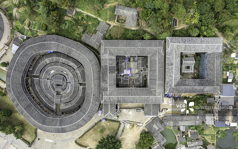 福建永定土楼-土楼王景区航拍图片素材