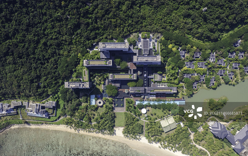 海南三亚太阳湾柏悦酒店航拍图片素材