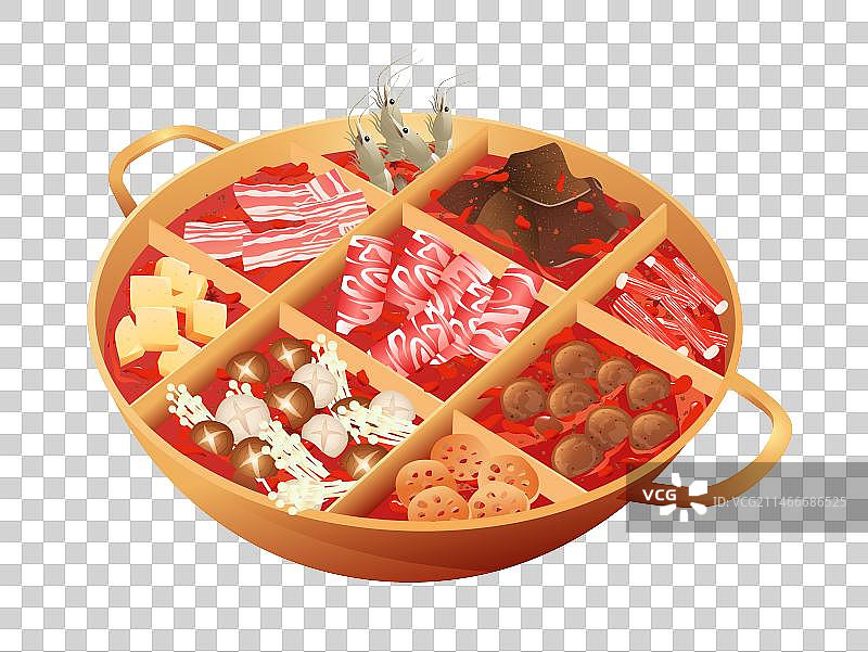 重庆美食火锅九宫格麻辣火锅插画图片素材