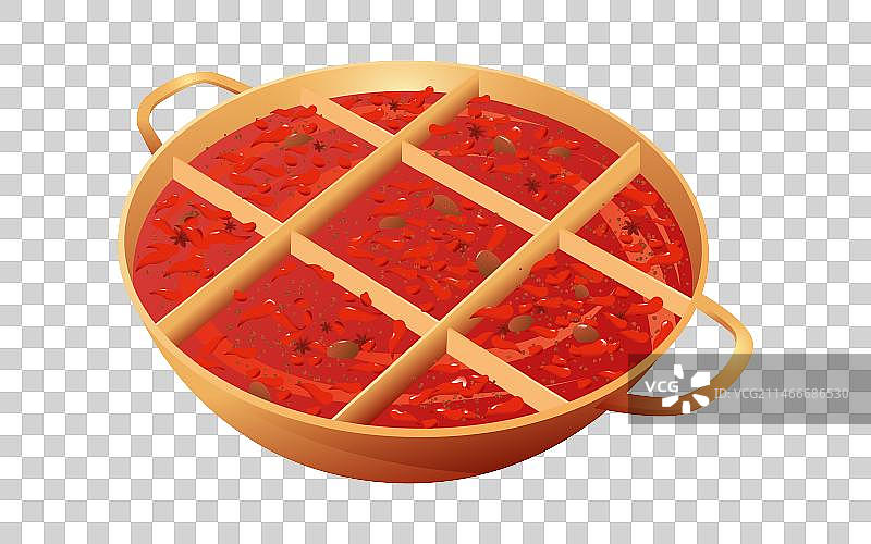 重庆美食火锅九宫格麻辣火锅插画图片素材