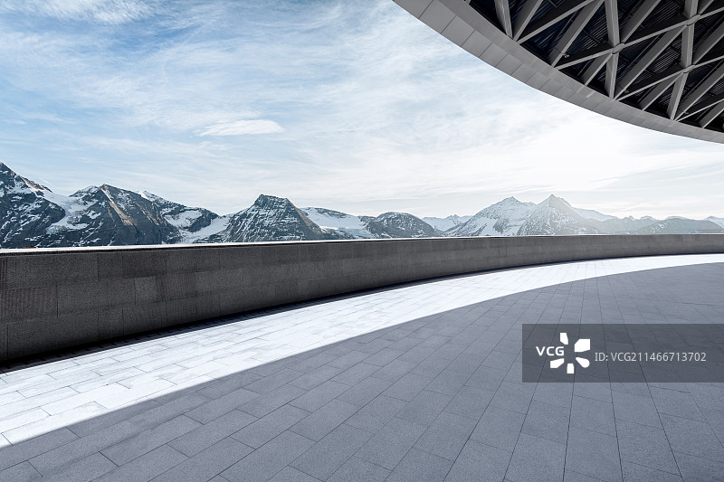 雪山观景台，平台，停车场，汽车广告背景图图片素材