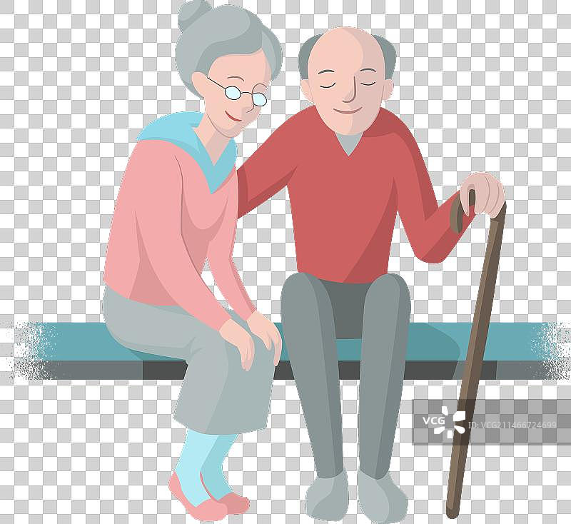 老夫妇长椅手杖图片素材