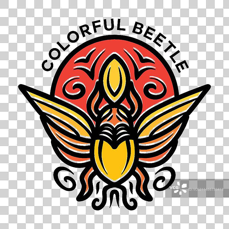 彩色甲壳虫Logo复古风格设计图片素材