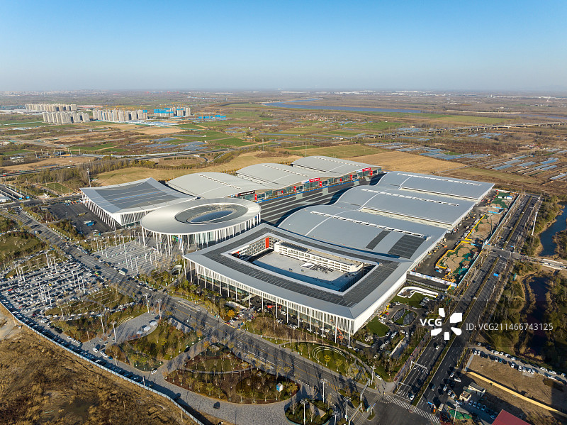 中国山东济南黄河国际会展中心航拍图片素材