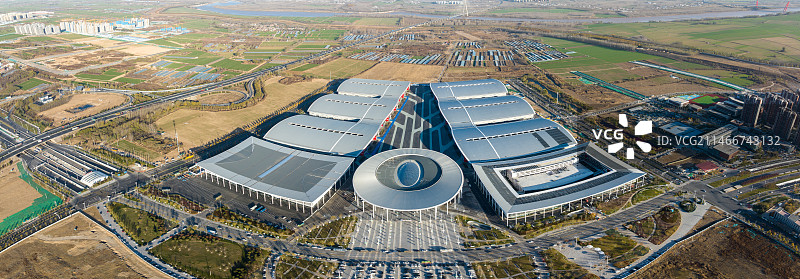 中国山东济南黄河国际会展中心航拍图片素材