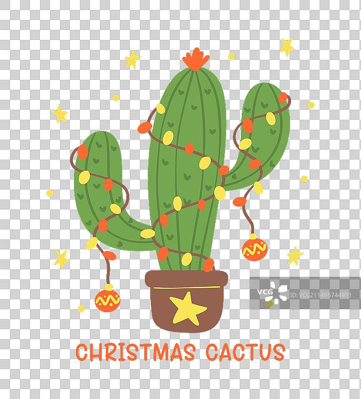 圣诞仙人掌卡通复古西部牛仔图片素材