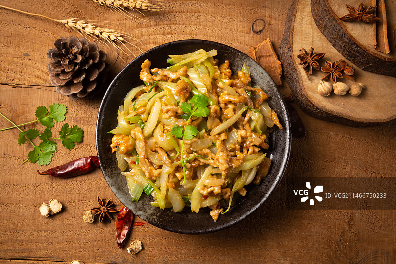 白菜肉丝影棚拍摄图片素材