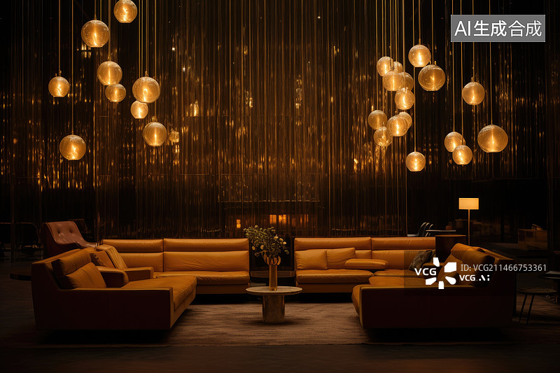 【AI数字艺术】暖色客厅图片素材