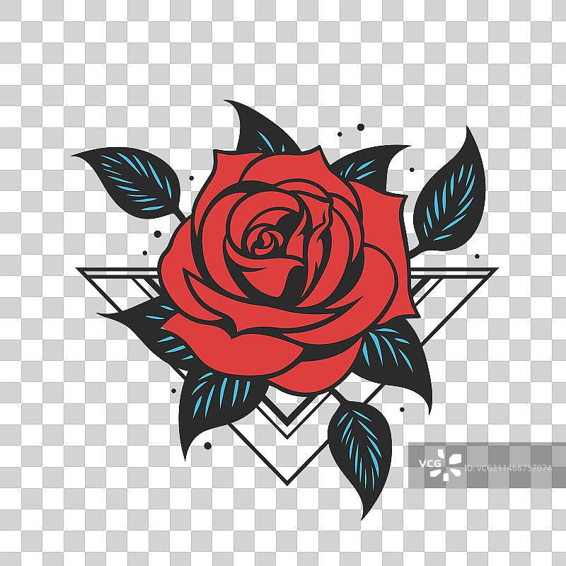 复古玫瑰纹身图案图片素材